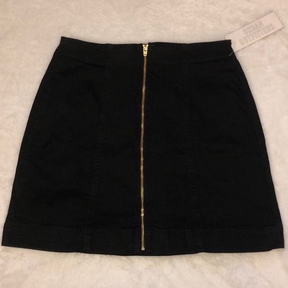 Black denim zipper skirt - Picture 1 of 9
